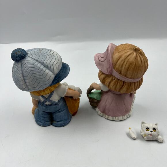 Vintage Homco Figurines Boy Puppy Girl Kitten BROKEN Porcelain 1439 - Picture 8 of 10